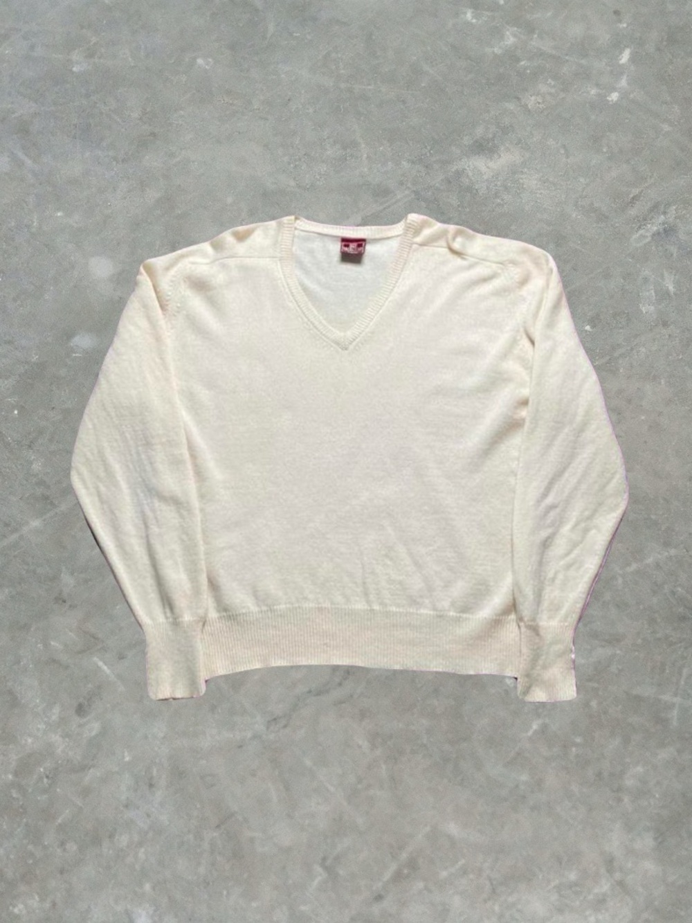 Vintage 80s Nordstrom Cream 100% Lambswool Knit Sweater Mens XL Cream Preppy